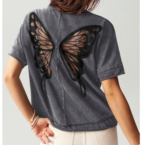 Mineral Wash Oversized Semi Sheer Loose Fit Short Sleeve Top - Picture 1 of 10